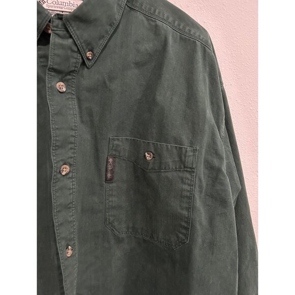 Columbia Mens Cotton Button-Up Shirt Forest Green Sz XL - Picture 4 of 8